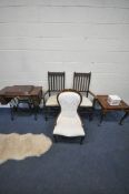 A SELECTION OF OCCASIONAL FURNITURE, to include an early 20th century oak cased Singer treadle