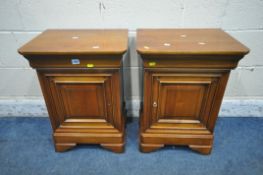 AN OPPOSING PAIR OF BRIGITTE FORESTIER CHERRYWOOD BEDSIDE CABINETS, fitted with a single drawer