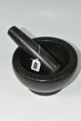 A DARK GREY GRANITE PESTLE AND MORTAR, internal diameter of mortar 13.5cm, heavy (2) (Condition
