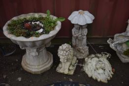 A COMPOSITE EFFECT GARDEN PLANTER, made from a plastic diameter 71cm x height 66cm, along with small