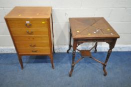 A MID 20TH CENTURY MAHOGANY FIVE DRAWER MUSIC CABINET, raised on shaped legs, width 52cm x depth