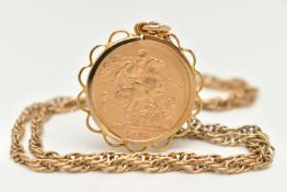 A FULL GOLD SOVEREIGN PENDANT AND CHAIN, Queen Victoria full sovereign, dated 1898, loose in a