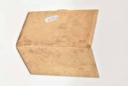 A 9CT GOLD CIGARETTE CASE, rectangular form case with engine turned pattern, approximate length