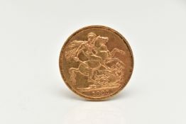 A QUEEN VICTORIA FULL GOLD SOVEREIGN COIN, depicting Queen Victoria, dated 1885, approximate