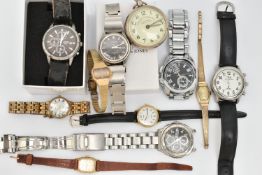 A SELECTION OF WRISTWATCHES, to include a gents stainless steel, manual wind 'Seiko' watch,