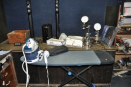 A COLLECTION OF HOUSEHOLD ELECTRICALS including a pair of IKEA Forsa articulated lamps, a pair of