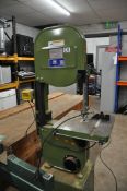 A WOODWISE BANDSAW ON STAND with mitre guide total height 176cm 240v (PAT pass and working)