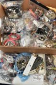 A LARGE ASSORTMENT OF COSTUME JEWELLERY, to include various bags filled with beaded necklaces,