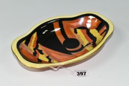 A CARLTON WARE 'JAZZ STITCH' PATTERN BOWL, of shaped oval form, lustre finish, decorated with