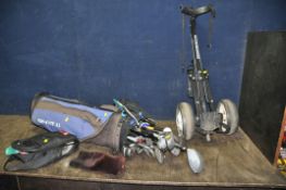 A TOP FLITE GOLF BAG CONTAINING LONGRIDGE, PINSEEKER AND DONNAY CLUBS