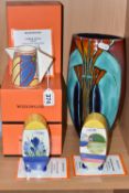THREE PIECES OF WEDGWOOD 'CLARICE CLIFF COLLECTION' AND AN ANITA HARRIS VASE, comprising Wedgwood '
