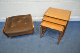 A MID CENTURY TEAK G PLAN QUADRILLE NEST OF THREE TABLES, largest table width 54cm x depth 43cm x