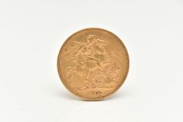 A QUEEN VICTORIA FULL GOLD SOVEREIGN COIN, depicting Queen Victoria, dated 1877, approximate