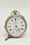 A 'J W BENSON, THE LUDGATE WATCH' OPEN FACE POCKET WATCH, key wound movement, dial signed 'J W