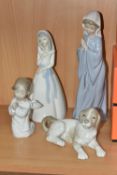 A GROUP OF LLADRO, NAO AND SIMILAR SPANISH PORCELAIN FIGURES, comprising Lladro Angel Praying no