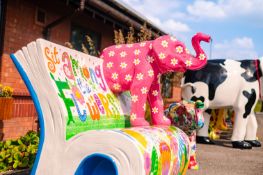 'Sit Among the Flowers' Book Bench, height to top of sculpture 970mm x length including