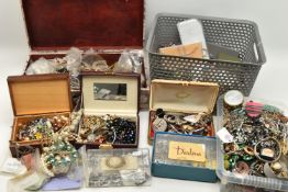 A LARGE QUANTITY OF COSTUME JEWELLERY, to include beaded necklaces, and bracelets, pierced and non-