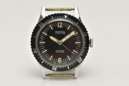 A GENTS 'INGERSOLL' WATCH HEAD, manual wind, round black dial singed 'Ingersoll 17 Jewels Lever,
