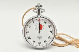 A 'HEUER' YACHT TIMER STOP WATCH, hand wound movement, Arabic numerals, chrome case, approximate