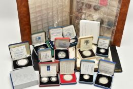 A CARDBOARD BOX CONTAINING MAINLY UK COINAGE, to include 2006 Elizabeth 80th Birthday Crown Silver
