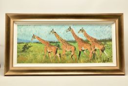 ROLF HARRIS (AUSTRALIAN 1930-2023) 'FOUR GIRAFFES' a limited edition print on board, 51/195 with