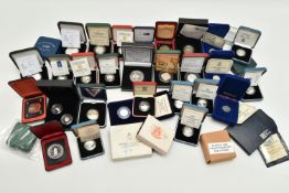 A QUANTITY OF MOSTLY SILVER PROOF ROYAL MINT BOXED COINS, to include two x 1983 boxed and COA Silver