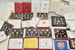 A LARGE AND HEAVY CARDBOARD BOX, containing United Kingdom Proof Year set of coins 1984-2007 23x