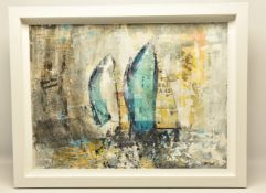 GILL STORR (BRITISH CONTEMPORARY) 'CHOPPY SEAS', racing yachts under sail, signed bottom right,