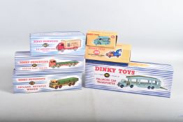 FIVE BOXED REPAINTED AND RESTORED DINKY TOYS LORRIES/TRUCKS AND VANS, all have been repainted and