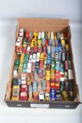 A QUANTITY OF UNBOXED AND ASSORTED PLAYWORN DIECAST VEHICLES, majority are Matchbox 1 - 75 series or