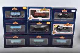 NINE BOXED OO GAUGE BACHMANN BRANCHLINE MODEL RAILWAY WAGONS, to include three China Clay Wagon with
