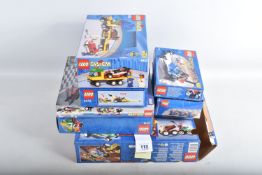 EIGHT BOXED LEGO SYSTEM RACERS SETS, to include a Formula 1 Transporter no. 6432 pieces in one bag