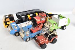 MIXED COLLECTION OF SIX UNBOXED PLAYWORN MINI TONKA TOYS, to include a Tonka Litter Bug refuse