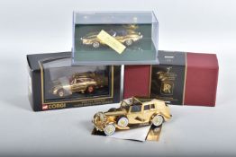 FOUR BOXED CORGI LIMITED EDITION 24 GOLD PLATED MODEL VEHICLES, to include a Special Edition James