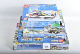 FIVE BOXED LEGO SYSTEM RES-Q SETS, to include a Res-Q Hovercraft no. 6473 pieces in bags with