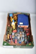 A QUANTITY OF UNBOXED AND ASSORTED PLAYWORN DIECAST VEHICLES, to include Spot-On Armstrong