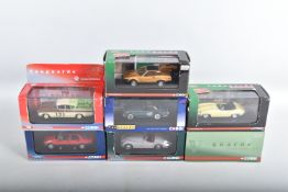 SEVEN BOXED CORGI VANGUARDS DIE CAST MODEL VEHILCES, to include a Jaguar XK120 , model no.