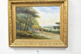 E.N. HEARN (LATE 19TH / EARLY 20TH CENTURY) A LANDSCAPE WITH HORSE AND CART, a team of two heavy