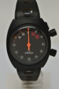 AN OMEGA REGATTA YACHT TIMER, PVD coated stainless steel timer, round black dial signed 'Omega',