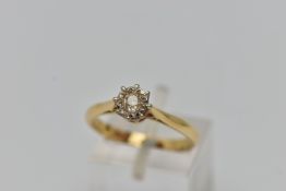AN 18CT GOLD DIAMOND SINGLE STONE RING, the old cut diamond in an illusion setting to the plain