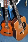 TWO ACOUSTIC GUITARS to include a Hohner Arbor acoustic LW400N guitar and a Harmony H6114 acoustic