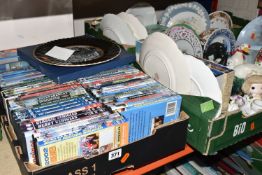 THREE BOXES OF DVDS AND ORNAMENTS, to include approximately eighty DVDs, subjects are mainly farming