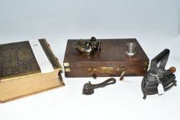 A QUANTITY OF MIXED VINTAGE WARES to include a vintage Bull headed figural can opener, a Gaskell and