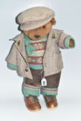 A LITTLE FOLK FOR LAKELAND BEARS BROWN PLUSH BEAR, with jacket, corduroy trousers, woollen jumper,