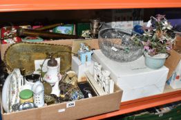 THREE BOXES AND LOOSE CERAMICS AND GLASSWARE, to include a boxed Edinburgh Crystal fruit bowl, a