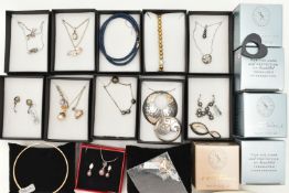 AN ASSORTMENT OF SILVER AND WHITE METAL JEWELLERY, to include a large circular form pendant necklace