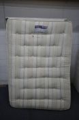 A SLEEPEEZEE SAHARA 4FT6 DIVAN BED AND MATTRESS, along with a white headboard (condition report: