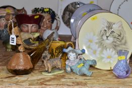 SIXTEEN CERAMIC AND GLASS ITEMS, comprising three Royal Doulton character jugs, Merlin D6529,