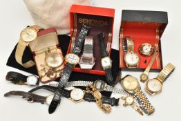 AN ASSORTMENT OF LADIES AND GENTS WRISTWATCHES, to include a boxed 'Sekonda' gents manual wind