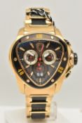 TONINO LAMBORGHINI SPYDER 1119 STAINLESS STEEL CHRONOGRAPH WATCH, the triangular black face,